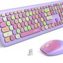 MOFii Wireless Keyboard, 2.4G Slim Full-Sized Colorful Keyboard Mouse for PC Desktop Laptops Windows (Purple Colorful)