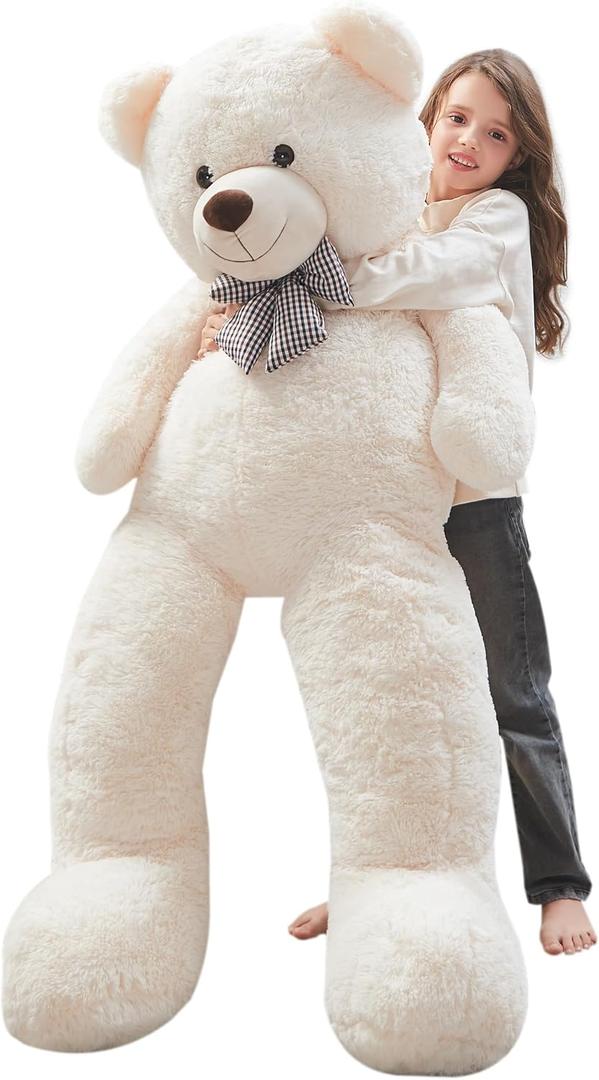 MorisMos Life Size Teddy Bear, 55 Inch Jumbo Stuffed Animal Plush, White