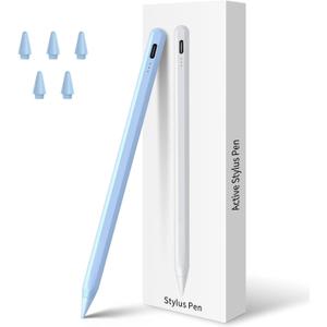 Stylus Pen for iPad 11th&10th&9th Generation,Fast Charge Pencil for Apple iPad,Palm Rejection,Tilt Sensitivity,Compatible with 2018-2025 iPad11/10/9/8/7/6th,Pro 13" M4/12.9"/11",Air 3/4/5/M2,Mini 5/6 (6.5 x 0.35 x 0.35 inches, Blue)