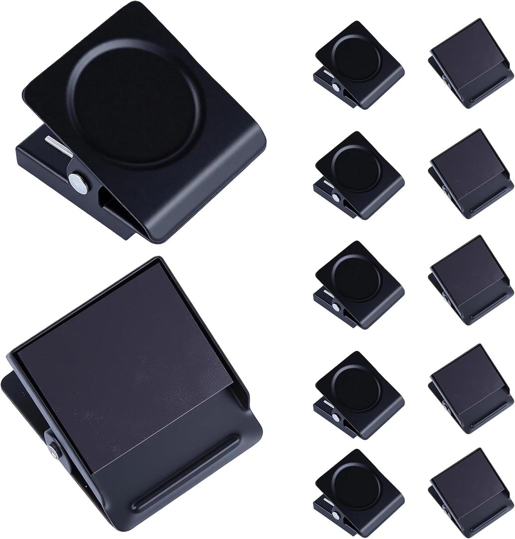Magnetic Clips 1.5 inch, 12 Pack Heavy Duty Magnet Metal Clips for Hanging, Strong Magnet Clip for Whiteboard, Fridge, Classroom, Refrigerator, Black
