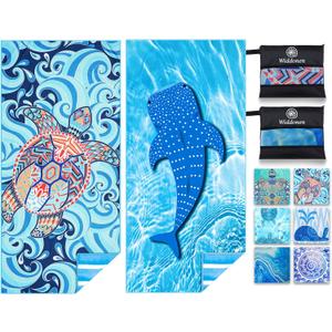 Microfiber Thin Lightweight Beach Towel Sand Free Quick Dry Absorbent Compact Towels for Swimming Pool Camping Beach Accessories Large Easy Pack Travel Things for Vacation Essentials Adult Gift