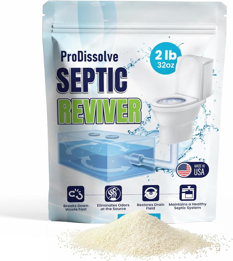 Powerful Septic Tank Treatment 2 LB Jar, Upto 30 Drain Treatments - Drainage Solutions to Digest Clogs, Odor, Sludge & Grease While Boosting Beneficial Bacteria (32 Ounce (Pack of 1))