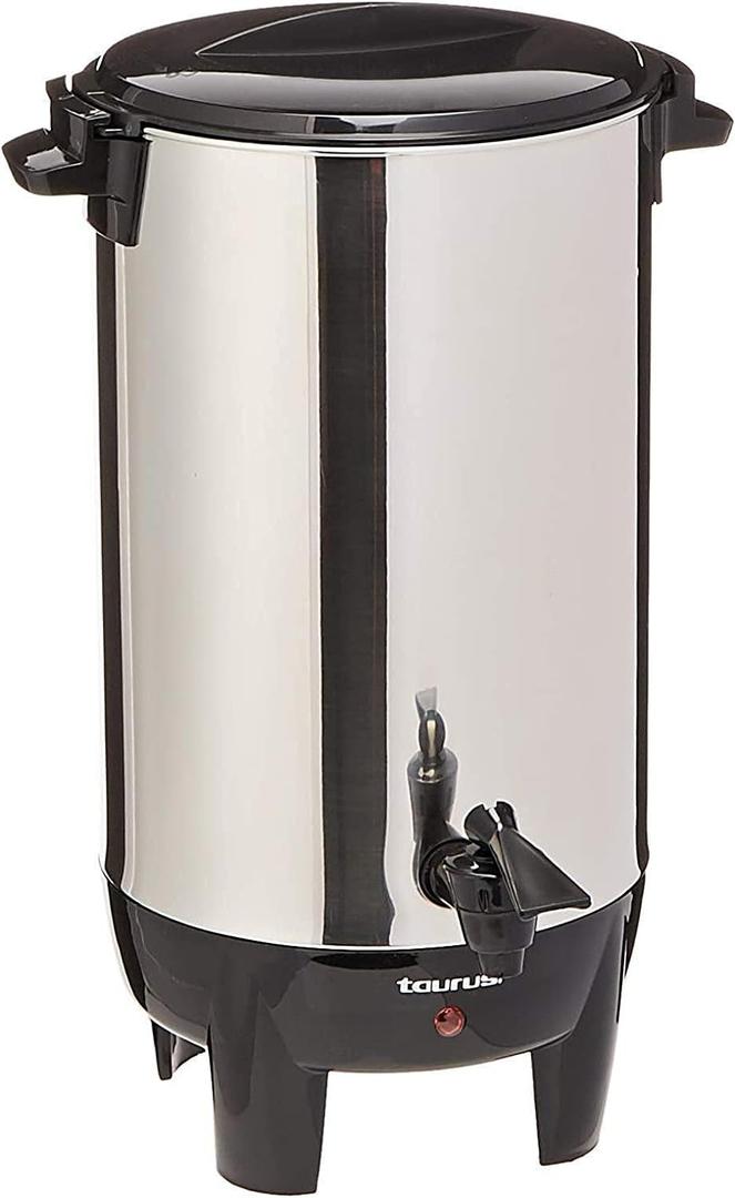 Taurus Columba Coffee Percolator, 40 Cup (152 fl oz), Stainless Steel, One-Hand Dispensing, Reusable Filter, Automatic Keep Warm, Large Capacity Coffee Urn for Parties, Events, Offices & Businesses (Silver)