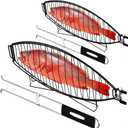 RTT Fish Grill Basket 2 Packs - Premium Stainless Steel Large Fish Basket for Grilling - Perfect for Cooking Whole Fish