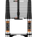 Telescoping Ladder,with Stable Hook and stabilizer barand,Extension Ladder, Heavy Duty 330lbs Max Capacity, Multi-Purpose Collapsible Ladder for RV or Outdoor Work (Aluminum, 12.5FT/3.8M(A-Button))