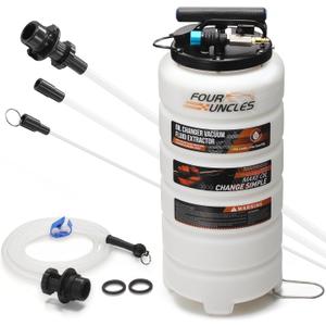 FOUR UNCLES 15L Fluid Extractor - Pneumatic/Manual Vacumm Oil Extractor with Pump Tank Remover & 3 Tubes for Engine Oil Change and a Bleeding Hose with Universal Adpater for Brake Bleeding