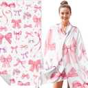 Polka Bow Oversized Beach Towel - Double-Sided Thin Microfiber Lightweight Pool Towel 71"x35" Quick Dry Towel Sand Free Blanket for Bath Sport Travel Beach Swimming Camping for Women Girls (Pink, Purple)