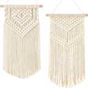 Dahey Small Macrame Wall Hanging 2 Pcs Woven Tapestry Wall Art Decor - Beautiful for Boho Home Dorm College Classroom Decor, Apartment, Nursery, Party Decorations, 16.5" L x 10" W and 17.5"x 10"W