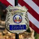 Police Veteran Grave Marker with American Flag - 30" Tall Cemetery Graveside Memorial with Officially Licensed Seal - by Allied Flag