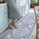 DEXI Kitchen Floor Mats Cushioned Anti Fatigue Runner Rug, Light Blue | 23x107 Soft Comfort Memory Foam, Easy Care, Waterproof, Standing Padded for Front Sink Laundry Office Farmhouse