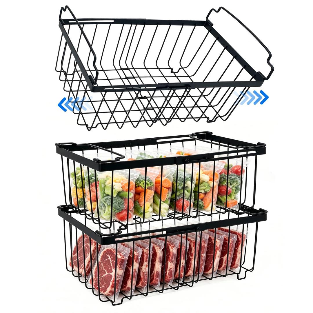 Lerivira Expandable Chest Freezer Organizer Baskets fit 5 /9 cu. Ft (4Pack)