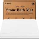 32"x20" Stone Bath Mat 2Pack, Diatomaceous Earth Shower Mat, Non-Slip Super Absorbent Quick Drying Bathroom Floor Mat, Natural, Easy to Clean (Milky White)