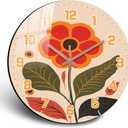 Floral Wall Clock, Boho Kitchen 10 Inch Wall-Clock Battery Operated Non Ticking, Silent Vintage Clock Decorative for Bedroom Office Living Room Wall Dcor (White Marble Texture)