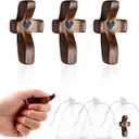 Cross My Heart Encouragement Gift, Small Wooden Pocket Cross, Handheld Prayer Cross, Fidget Cross for Stress Relief, Religious Gifts for Christians with Organza Bags (Walnut, 3pcs)