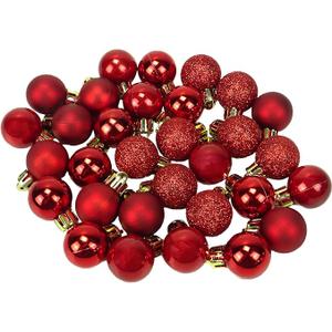 Christmas Ball Ornaments - 25pcs Shatterproof Christmas Ornaments Set Plastic Hanging Christmas Decorations for Xmas Tree Holiday Party Decor, 6 Styles in 4 Sizes (Burgundy) 12 Feet Christmas Wooden Bead Garland Wood