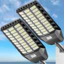 Deepn Solar Street Light, Commercial Grade Solar Lights Outdoor IP67 Waterproof, 8700W LED Flood Security Lights Motion Sensor & Dusk to Dawn Outdoor Lighting for Parking Lots, Streets & Yard, 2 Pack