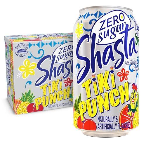 Shasta Zero Sugar Tiki Punch | 12-Pack of 12oz Cans | Tropical Punch Flavor | Sugar-Free & Sweet | Caffeine-Free BB 01/27/27