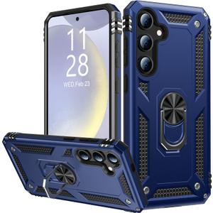 IKAZZ for Galaxy S25 Plus Case,Military Grade Shockproof Heavy Duty Protective Phone Cover Pass 16ft Drop Test with Magnetic Kickstand Car Mount Holder Blue