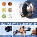 Kodrine Water Bottle With Straw and Carry Handle, Glass Water Bottle 24 oz Leak Proof Locking Lid with Soft Silicone Spout, Reusable Drinking Cups for Travel Sports with Time Marker,Navy Blue
