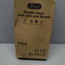 Ginkgo 50 Pack 20 oz Plastic Iced Coffee Cups with Lids and Straws, Clear Disposable To Go Cups for Coffee, Cold Drinks, Smoothie and Coffee Bar Accessories