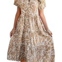 Womens Button Down Floral Babydoll Maxi Dress Short Sleeve Ruffle V Neck Summer Dress Women Beach Fashion 2025 M