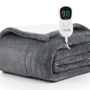 Homemate Electric Heated Blanket Twin - 62"x84" Heating Bed Blankets Throw with 10 Heating Levels 8 Hours Auto Off Fast Heating Over-Heated Protection Ultra Soft Warm Flannel ETL Certified Grey