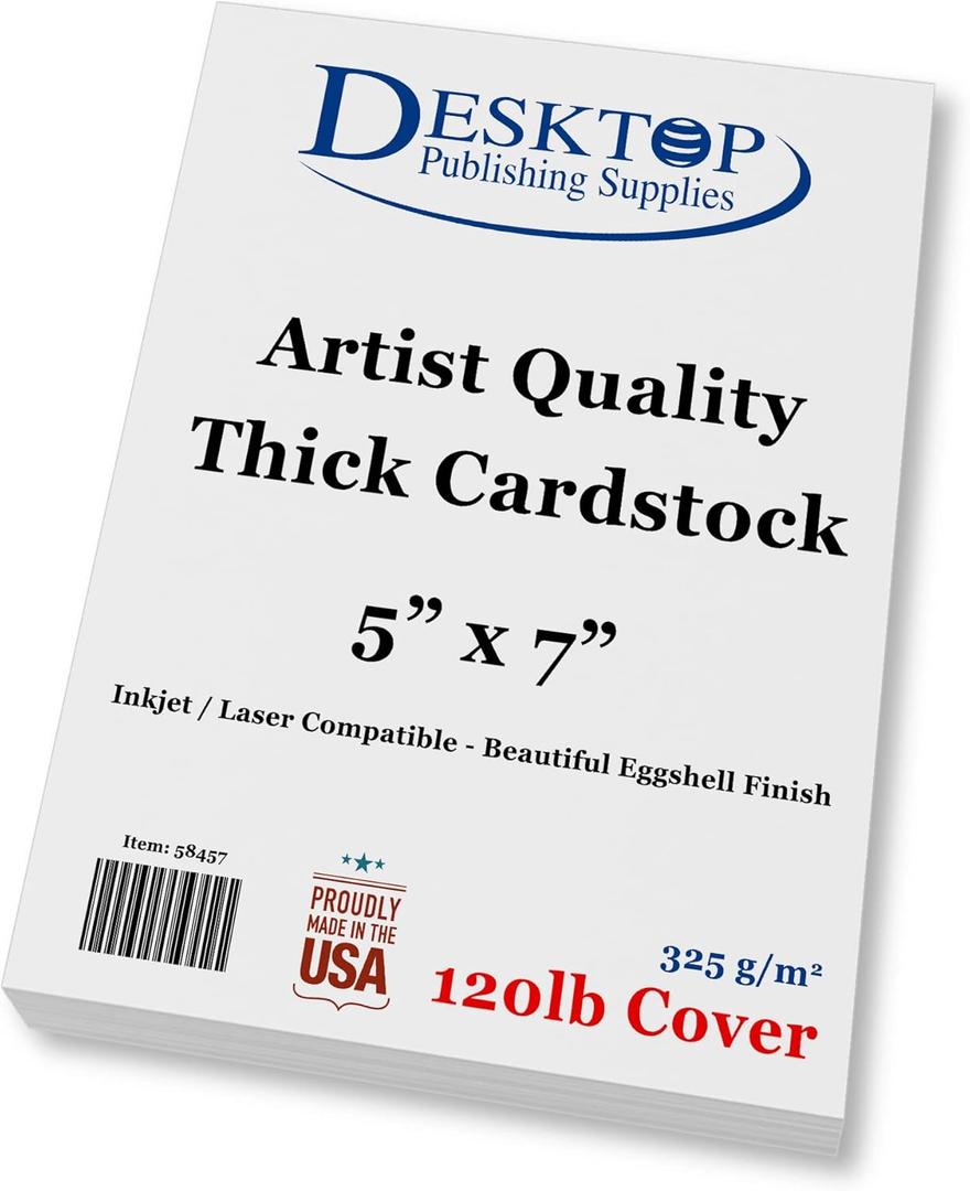 Premium White 5" x 7" Cardstock - 120lb Cover Ultra Thick Artist Drawing Quality Eggshell Finish - For Invitations, Postcards, Sketching, Charcoal, Watercolor, & Painting (100 Sheets)