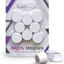 8 Extra Strong Magnets. White Color. for Glass Boards, White Boards and Fridges.