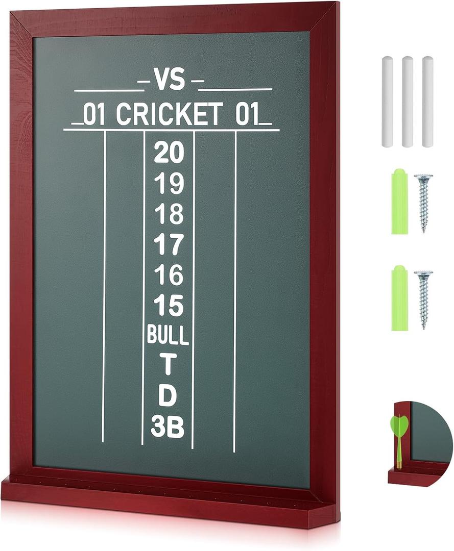 Dart Scoreboard for Cricket and 01 Darts Games Darts Holder Wall Mount Wood Dartboard Accessories (Walnut Wood Trim)