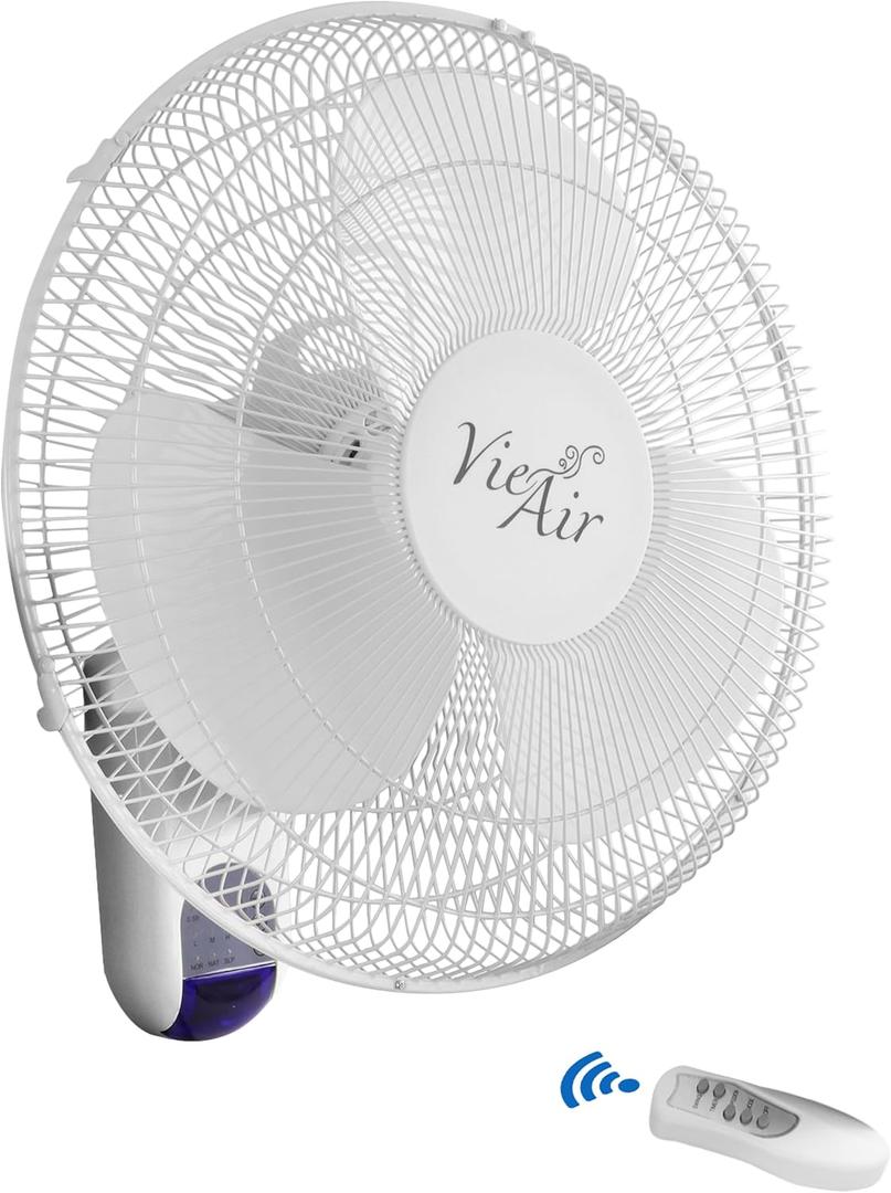 Vie Air 16" Plastic Wall Fan with Remote Control in White