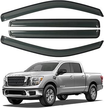 4 PCS CHYKORLA Window Visor Rain Guards Fit for 2022 2023 Nissan Frontier Crew Cab, Tape-on Side Wind Window Deflectors, Outside Mount Smoke Tinted Vent Visors Shade Shield