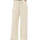 GRAPENT Wide Leg High Waisted Pants for Women Beige Wide Leg Pants for Women Light Beige Size Medium US 8 to 10 (M)