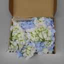 20 Pcs Blue and White Hydrangea Artificial Flowers Bulk, Faux Hydrangea Flowers Heads, Artificial Fake Silk Hydrangea Flowers with Stems, White Flowers Artificial for Decoration Wedding Dcor