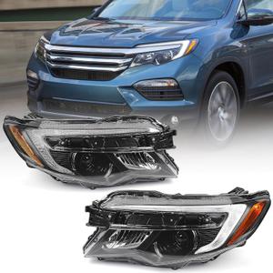 Huray 4-Pin Headlights Assembly for Honda Pilot 2016 2017 2018 [EX/EX-L] / Ridgeline 2017 2018 2019 2020 OE Head Lamp Replacement Pair (33150-TG7-A12,33100-TG7-A12)