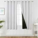 Estelar Textiler White 100% Blackout Curtains 63 Inch Length 2 Panels for Bedroom,Thermal Insulated Complete Light Blocking Grommet Curtains for Living Room, Energy Saving Drapes for Nursery,52Wx63L