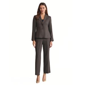 Le Suit Crosshatch Two Button Jacket with Inset Waist & Trouser Grey Multi, 2P