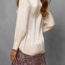 IYICLOTH Button Down Shirts for Women Business Casual Fitted Tops Long Sleeve V-Neck Work Blouse Formal,L Champagne