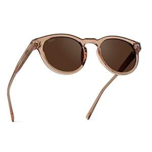 Round Polarized Sunglasses for Women - Retro Classic UV400 Protection for Driving & Everyday Wear (Light Crystal Brown/ Brown Lens)