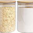 Glass Storage Jars Set Elegant Containers with Airtight Bamboo Lids, Perfect for Kitchen Organization - Flour, Rice, Pasta, Sugar, Coffee Beans, Accessories Included (2 packs(111oz)