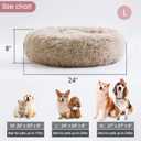 Calming Dog Bed & Cat Bed, Anti-Anxiety Donut Cuddler Warming Cozy Soft Round Bed, Fluffy Faux Fur Plush Cushion Bed for Small Medium Dogs and Cats, Beige 24.0"L x 24.0"W x 7.0"Th