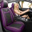SanQing Car Seat Covers Full Set, Super Luxurious Heavy Universal Duty Waterproof Leather Automotive Vehicle Cover for Cars SUV Pick-up Truck, Non-Slip Seat Purple Car Accessories(Full Set/Purple)