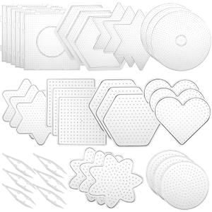 45 Pcs 5 mm Fuse Beads Pegboards Perlers Bead Pegboards Plastic Boards Large Clear Pegboard Kits Template Beading Supplies for Craft Projects, 10 Different Shapes