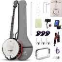 AKLOT 5-String Banjo Deluxe Set: 38-Inch Full-Size Banjo With Remo Head and Detachable Resonator, Open-Back or Closed-Back Playing, With Pickup, Tuner, Bag, Strap, Pick, Bridge, for All Adult Levels