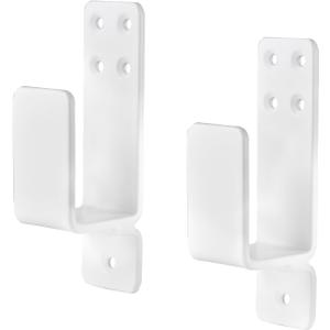 Door Barricade Brackets,AINAFIX 2 Pack Drop Open Bar Holder for Home Security, 2x4 Bar Brackets Prevent Unauthorized Entry, Carbon Steel,White