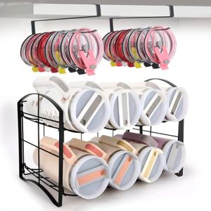 Metal Water Bottle Organizer for Stanley 30&40 oz Tumbler with Lid Hook Pantry Kitchen Organizers and Storage for Stanley Cup Accessories Stackable Water Bottle Holder Wine Rack