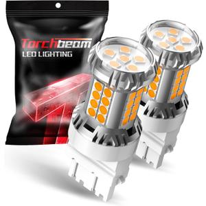 Torchbeam 3157 LED Bulbs Amber with External Resistor for Turn Signal Lights, 600% Brighter 3156 3056 3356 3057 4157 3457 4156 with HD projector for Blinker Side Marker Parking Lights, 3030 38-SMD