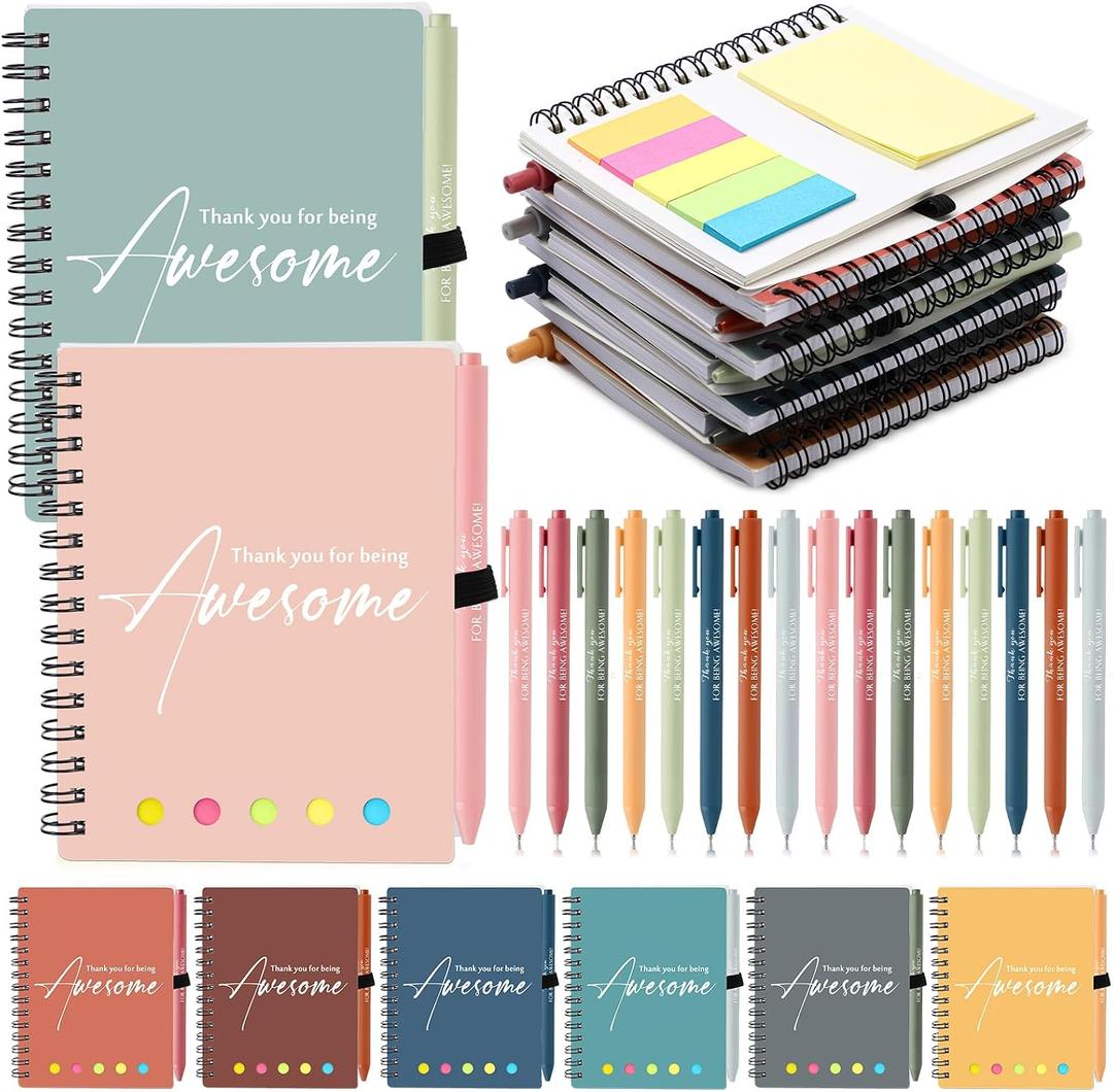 Resurhang 48 Pcs/24 Set Teacher Appreciation Gift Bulk for Volunteer A6 to Do List Notebooks with Retractable Ballpoint Pen for Teacher Nurse Employee Coworker Graduation(Light Color)