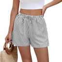 Aoulaydo Boxer Shorts for Women Pajama Striped Shorts Lounge Y2K Beach Bottoms for 2026 Summer (XXL)