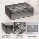 Dandelion Glass Jewelry Box,Velvet Jewelry Organizer with10.1x7.1x3.7 Inches, Jewlry Box for Women Bridesmaid Christmas Teacher Gifts(Black Silver)