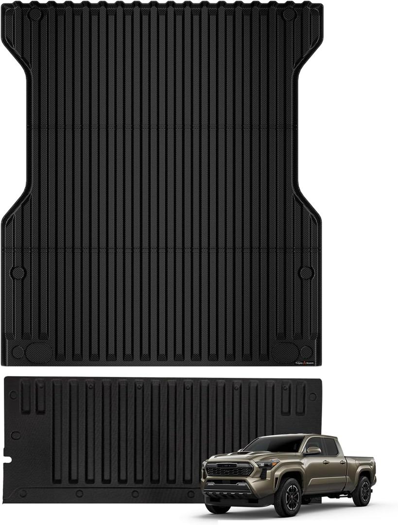 TripleAliners for Tacoma 2024 2025 2026 | Truck Bed Mat & Tailgate Mat | All Weather Liners Compatible with 2024+ Toyota Tacoma Accessories Cargo Liner Protection (Fit 5FT Truck Bed), 2PCS